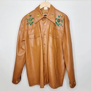 Vintage Miller Western Wear Embroidered Faux Leather Jacket 70s